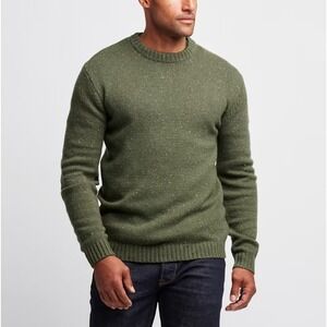 Line of Trade Starboard Donegal Sweater Mens L Elbow Patches Wool Blend Green
